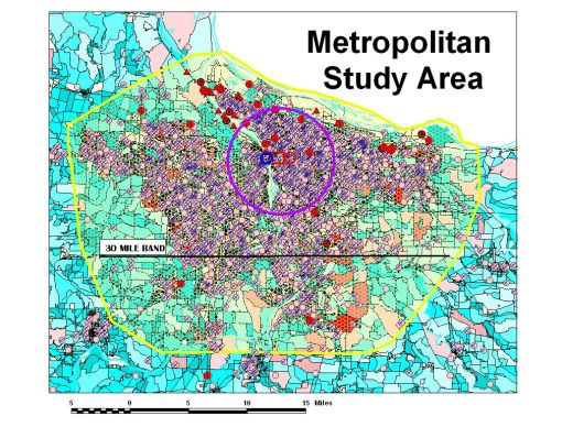 30mileband Defining the metropolitan study area - the use of a 30 mile band
