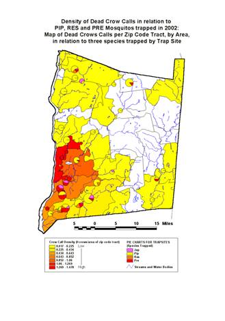 PipResPre_inrelationtoCrowCalls Three potential vector species caught at trapsites related to crow calls