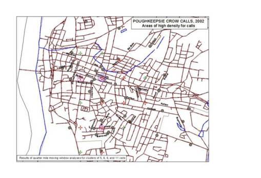 Pok_crowcalls_MovingWindow Utilization of a Moving Window ArcView Avenues Extension to define risk areas based on Crow Calls