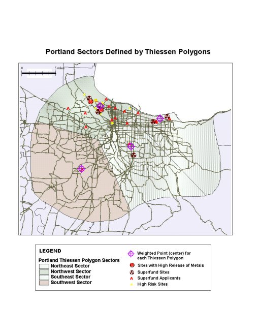 z_ptldthiessenpolygon1 Spatial Distribution of the Primary Toxic Release Sites in the Portland Area