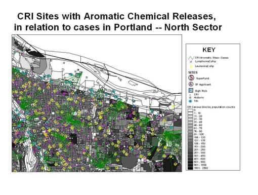 Portland_NorthSector_Aromatics-CasesSpiders Primary Chemical release sites analysis