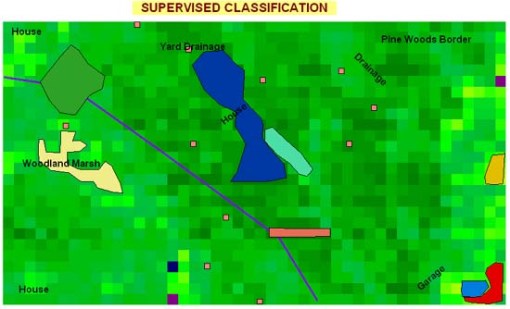 SUPERVISEDCLASS Supervised Reclassification, with areas of interest identified.