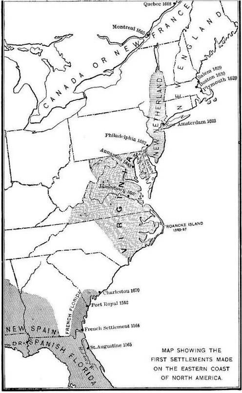 Map_Colonies_EarliestSettlements Earliest Settlements