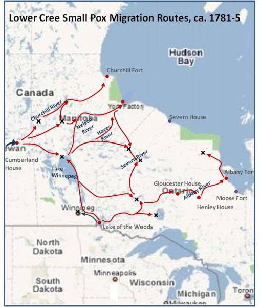Lower Cree Small Pox Migration Routes 1781-5