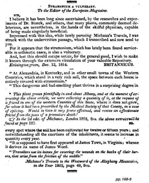 Stramonium-A-Vulnerary_1815_AmericanMagazine_v1no4_article_pp168-9