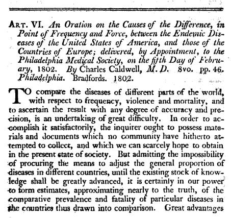 CharlesCaldwell_AnOrationonEndemicDiseases_BkReview_MedRep_1802_p447