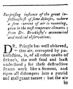 1766_AnnualRegisterofHxPoliticsLiterature1765_InfectivenessofDiseasesintheBarracks_p88
