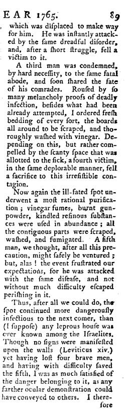 1766_AnnualRegisterofHxPoliticsLiterature1765_InfectivenessofDiseasesintheBarracks_p89b