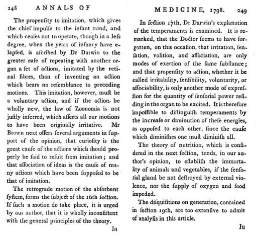 AnnalsofMedicine_1798_ObservationsoftheZoonomia-byThomasBrown_BookReview_248-9