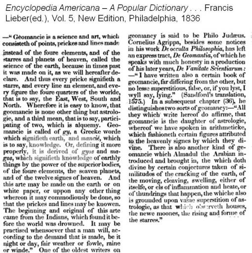 EncyclopediaAmericana_1836_Geomancy