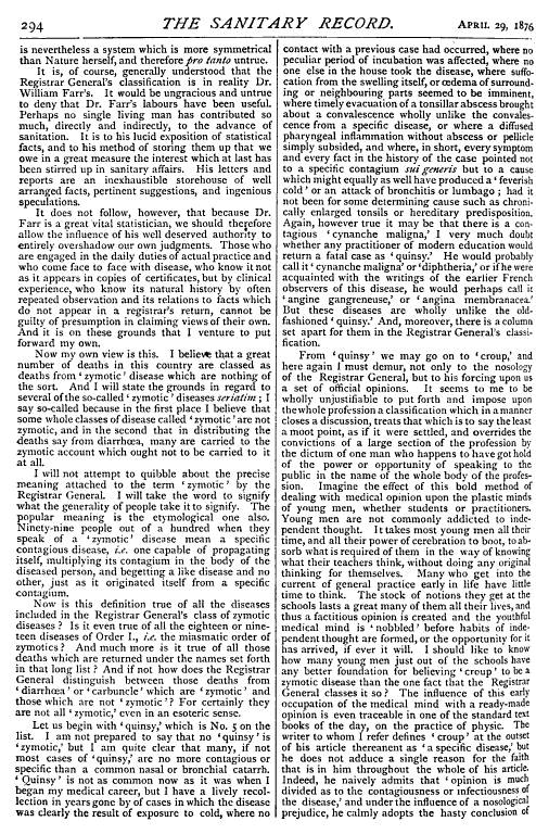 HenryHVernon_OnSomeDefectsintheRegistarGeneralsClassification_SanitaryRecord_Apr29-1876_p294