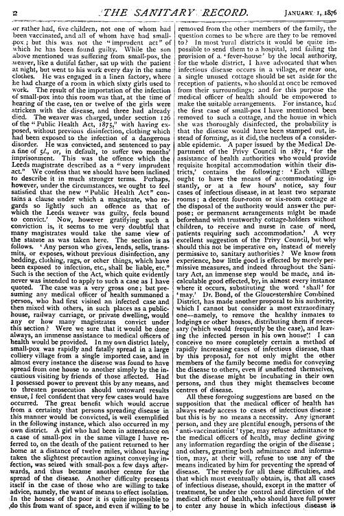SanitaryRecord_Jan1-1876_PowersandDutiesofMedicalOfficers-InfxDisxs_JMMaclagan_p2